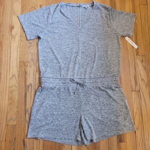 Theo & Spence Heather Gray Short-Sleeve Knit Romper 1X